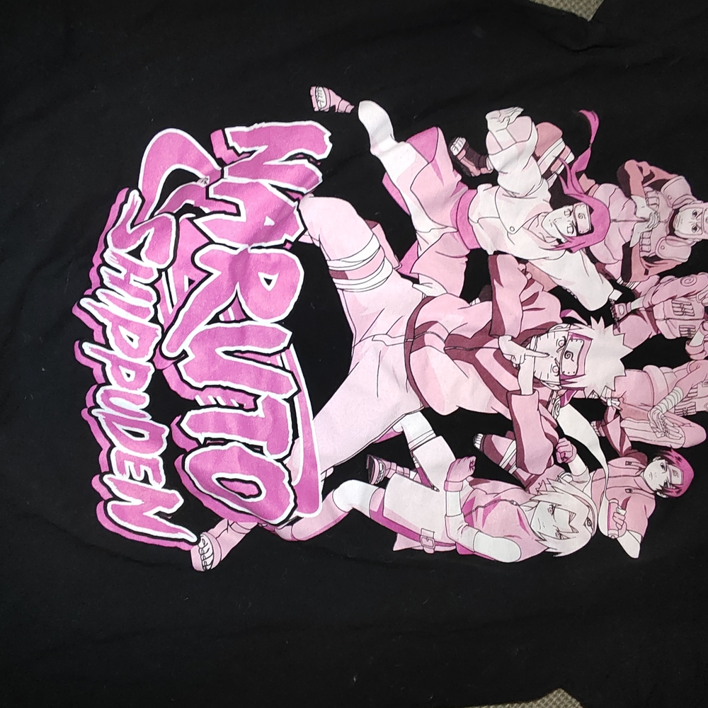 Naruto Shippuden Black and Pink Graphic Tee